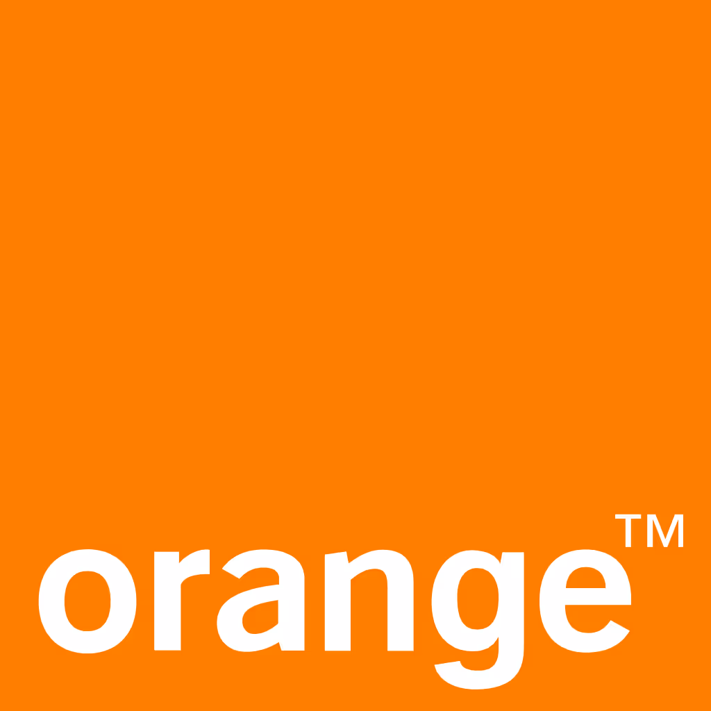Orange logo in white letters with a trademark symbol on a solid bright orange background.