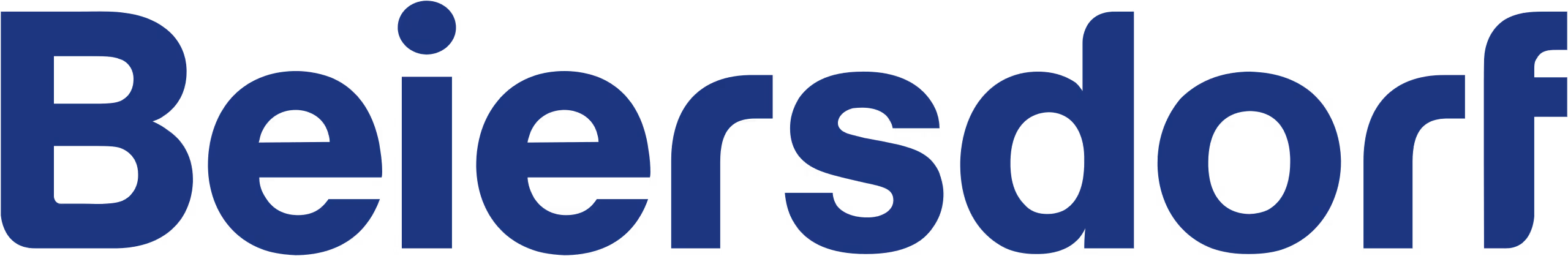 Beiersdorf company logo in dark blue letters on a transparent background.